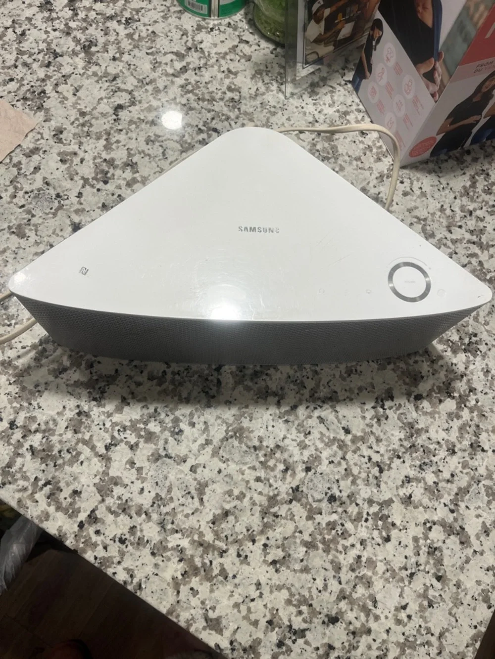 Samsung White and Light Gray Triangular Wireless Speaker